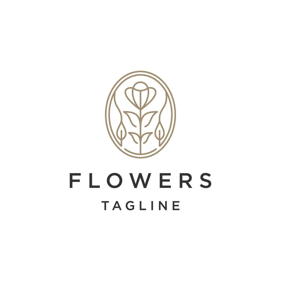 flacher Vektor der Lotusblumenlinie Logoikonendesignschablone