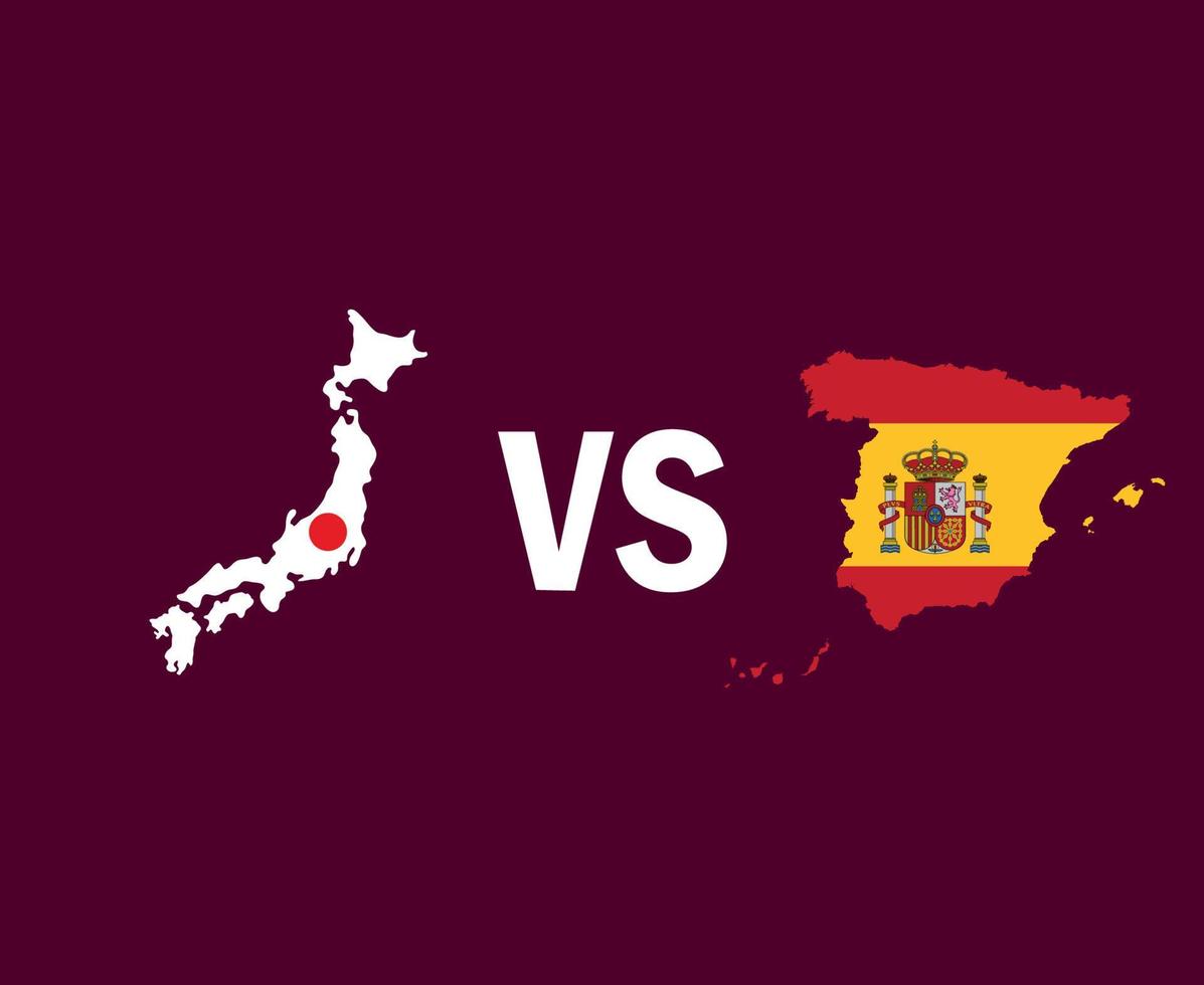 japan och spanien kartsymbol design asien och europa fotboll final vektor asiatiska och europeiska länder fotbollslag illustration