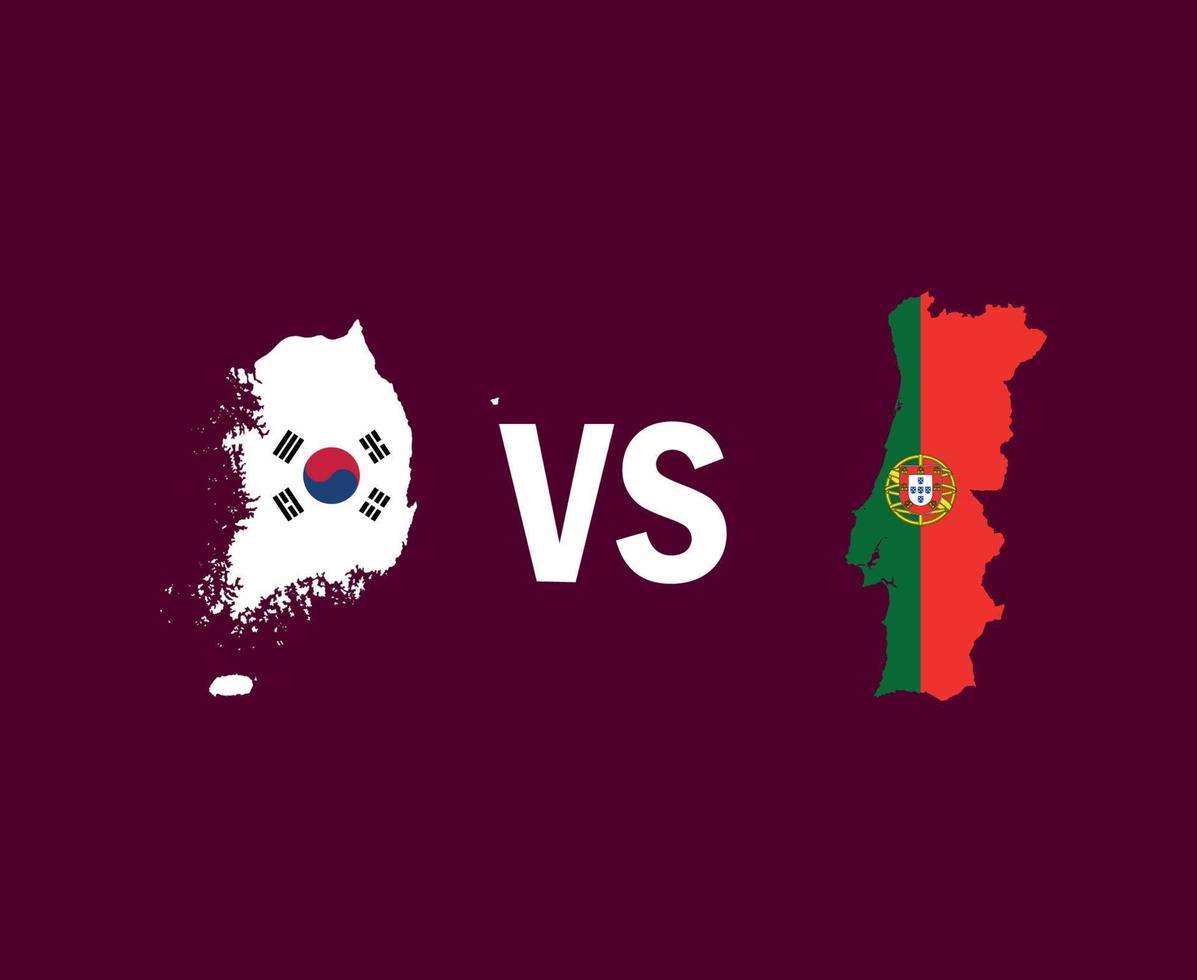 Sydkorea och Portugal kartsymbol design asien och europa fotboll final vektor asiatiska och europeiska länder fotbollslag illustration