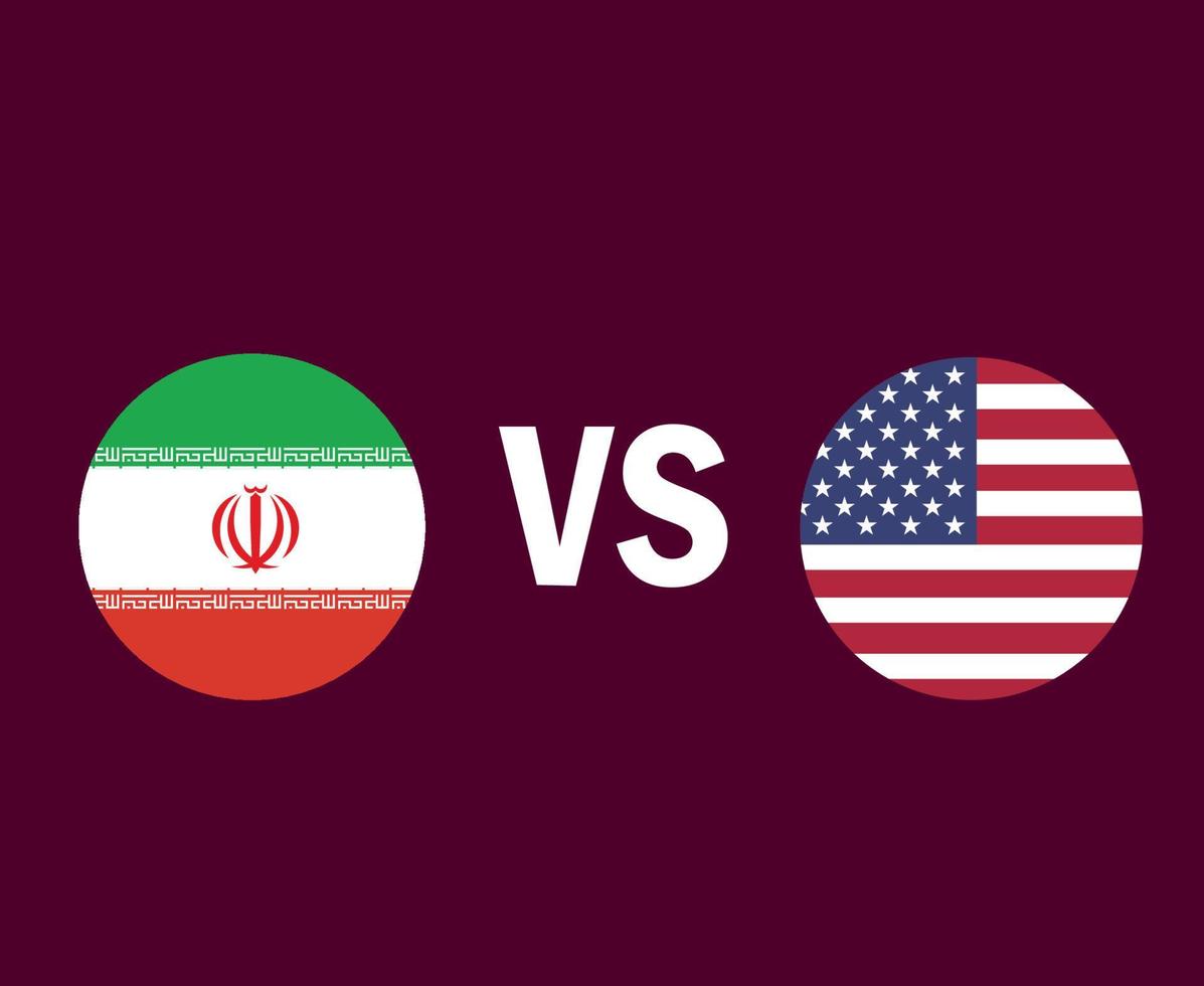 Iran och USA flagga symbol design nordamerika och asien fotboll final vektor nordamerikanska och asiatiska länder fotbollslag illustration