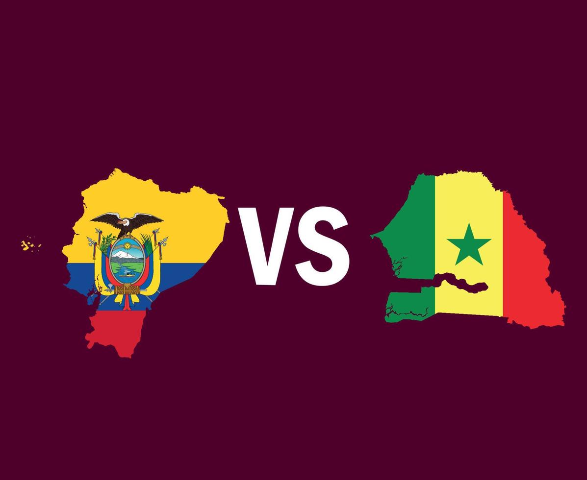 ecuador och senegal kartsymbol design latinamerika och afrika fotboll final vektor latinamerikanska och afrikanska länder fotbollslag illustration