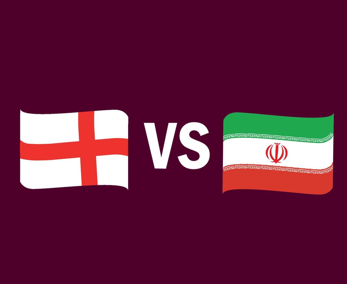 England och Iran flagga band symbol design asien och europeisk fotboll final vektor asiatiska och europeiska länder fotbollslag illustration