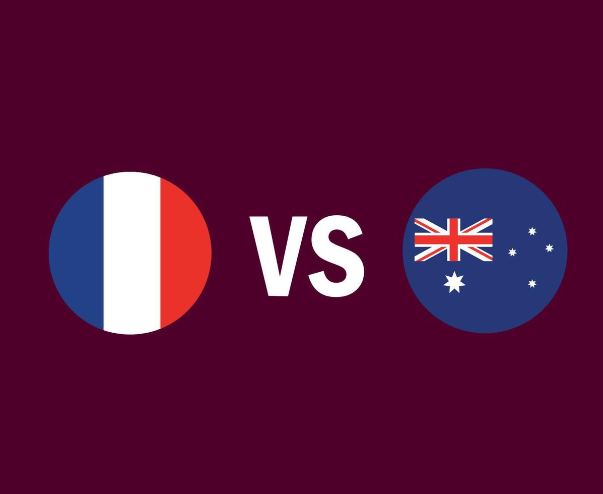 Frankrike och Australien flagga symbol design asien och europeisk fotboll final vektor asiatiska och europeiska länder fotbollslag illustration