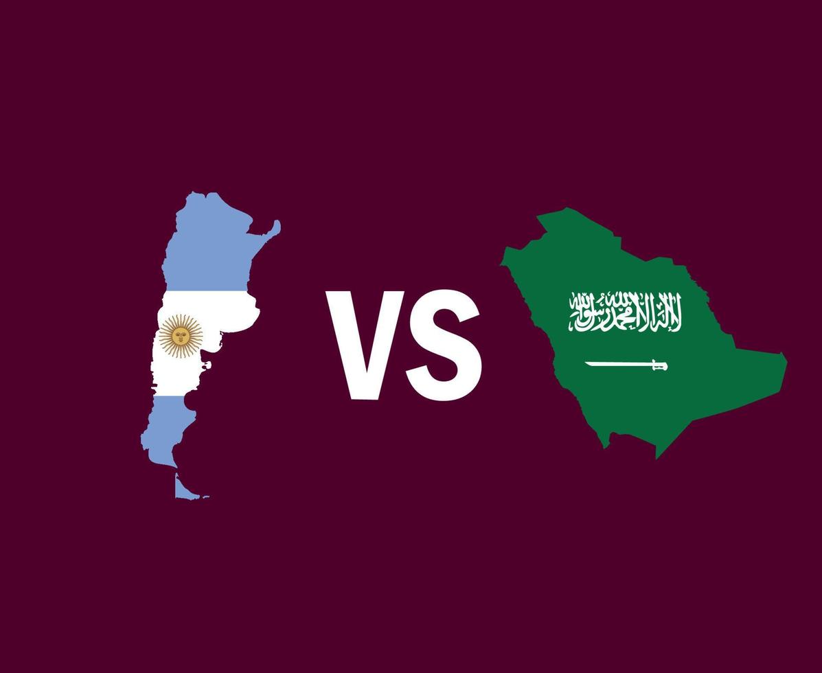 argentinien und saudi-arabien karte symbol design asien und lateinamerika fußball finale vektor asiatische und lateinamerikanische länder fußballmannschaften illustration