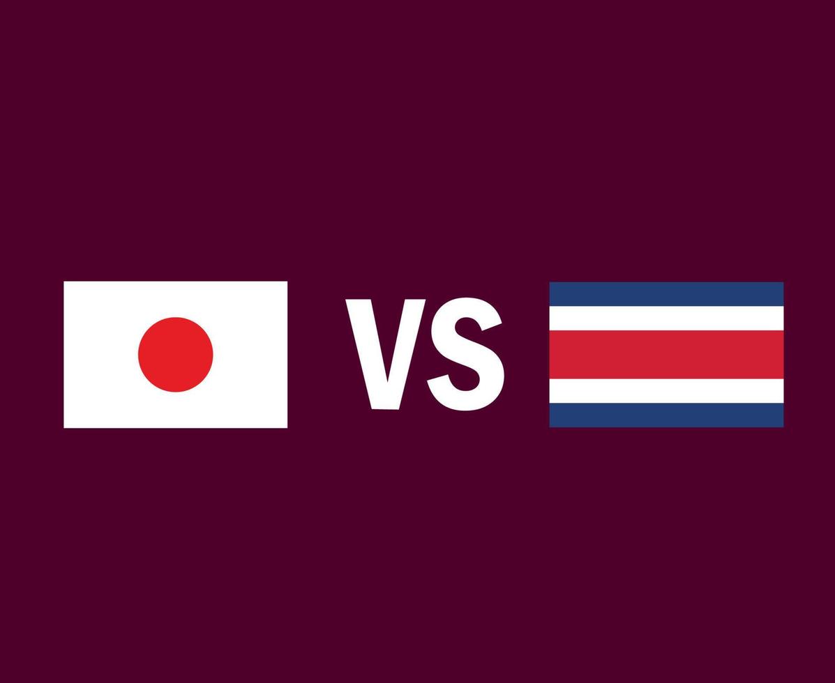 japan und costa rica flagge emblem symbol design nordamerika und asien fußball finale vektor nordamerikanische und asiatische länder fußballmannschaften illustration