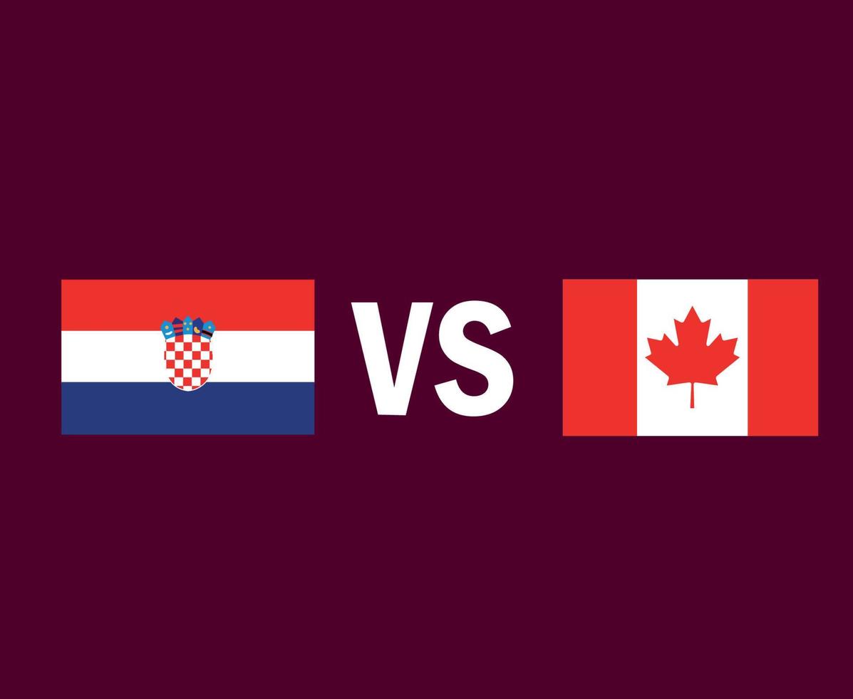 Kroatien och Kanada flagga emblem symbol design Europa och Nordamerika fotboll final vektor europeiska och nordamerikanska länder fotbollslag illustration