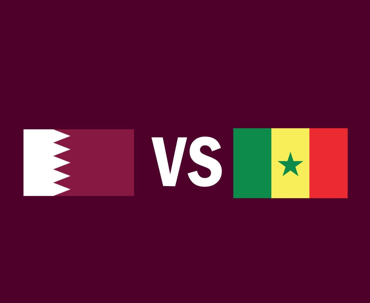 qatar och senegal flagga emblem symbol design afrika och asien fotboll final vektor afrikanska och asiatiska länder fotbollslag illustration