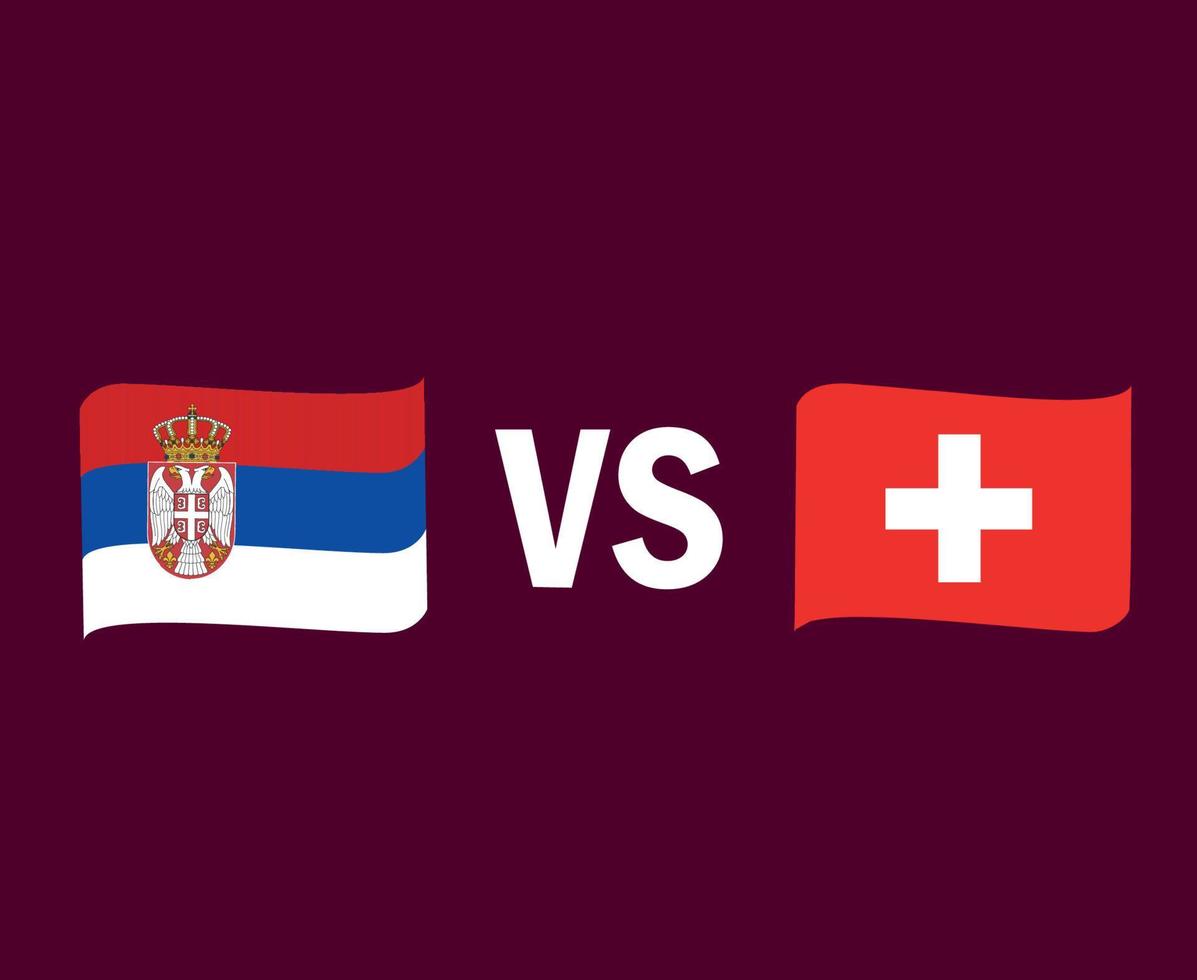 serbien und schweiz flaggenband symbol design europa fußball finale vektor europäische länder fußballmannschaften illustration