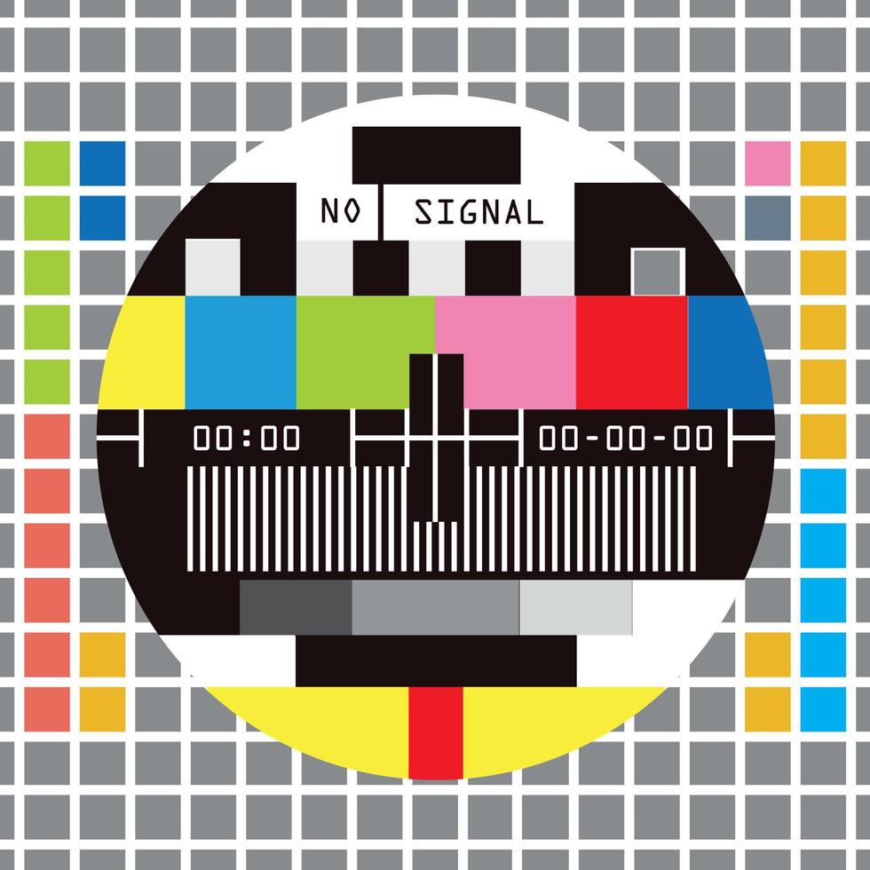 tv-test av ränder. signal tv-mönstertest eller tv-färgstaplar signal. slutet av tv-färgfälten för bakgrund. vektor