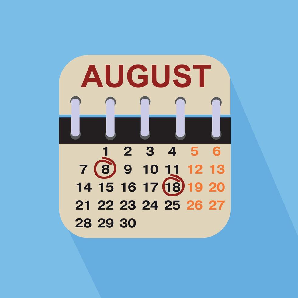 augusti. kalenderikon, vektorillustration vektor