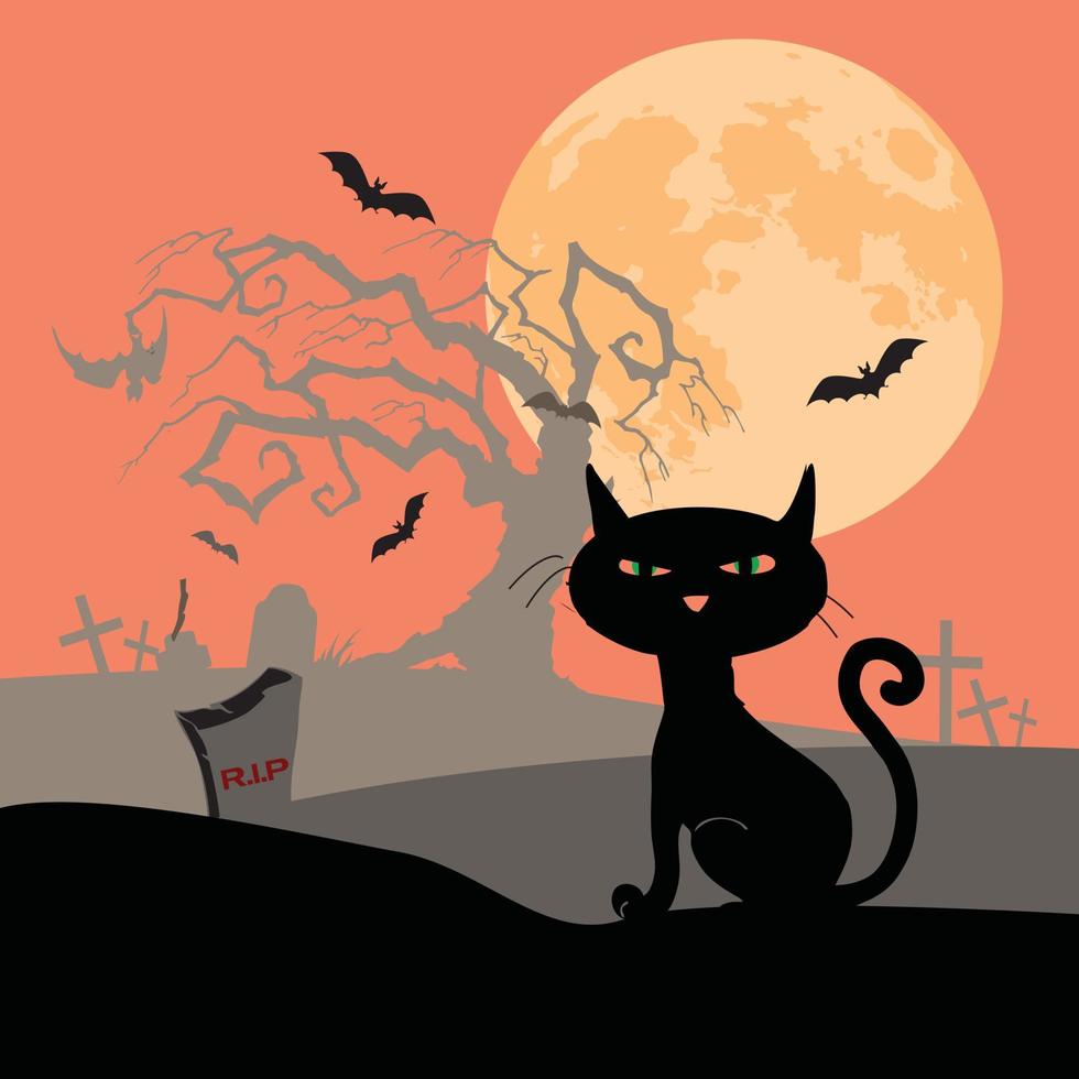 Stadtpanorama im Halloween-Stil. beängstigender halloween-hintergrund. orange und gelber Hintergrund. Vektor-Illustration. vektor