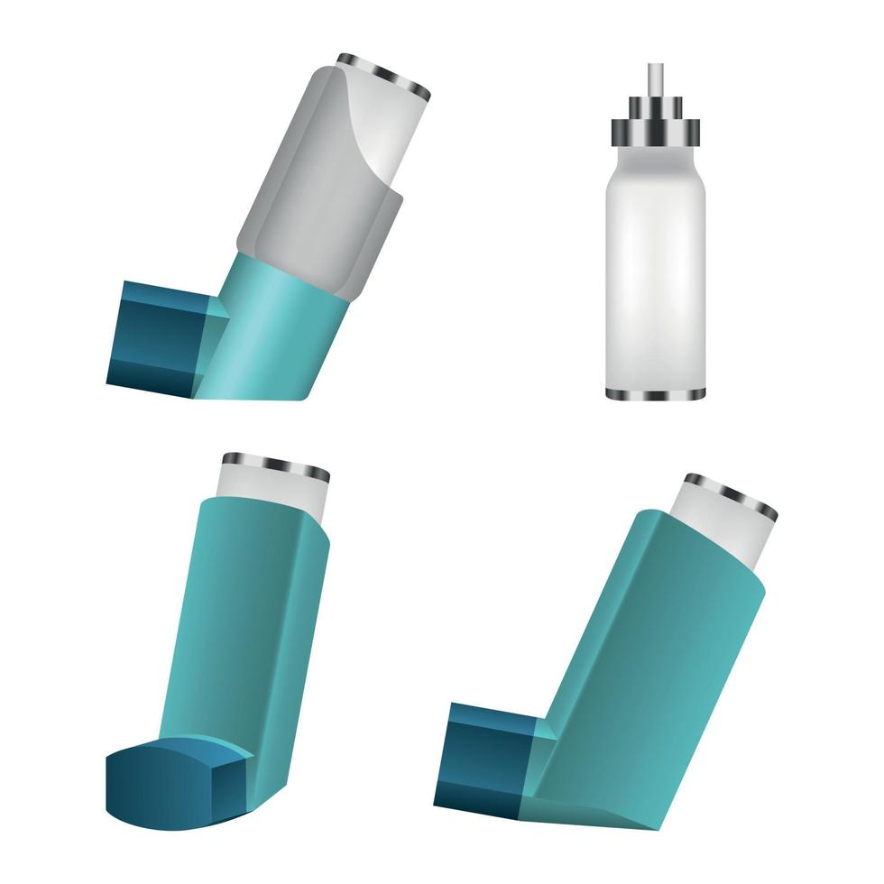 Inhalator-Icon-Set, realistischer Stil vektor
