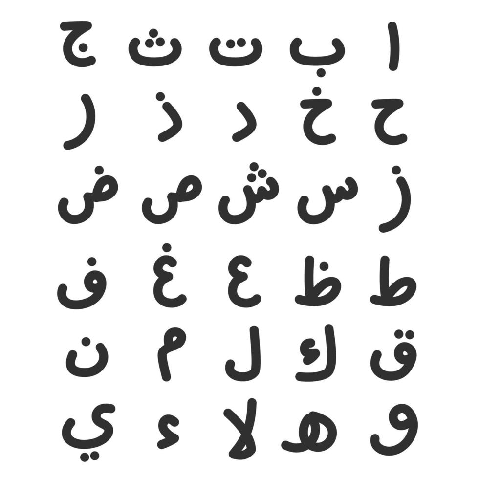 satz des arabischen alphabetvektors vektor