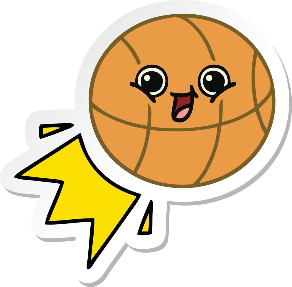 Aufkleber eines niedlichen Cartoonbasketballs vektor