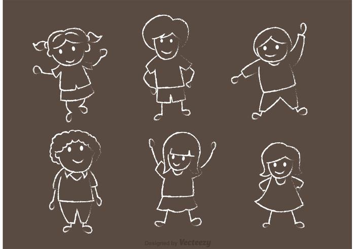 Glückliche Kinder Kreide Drawn Vector Pack