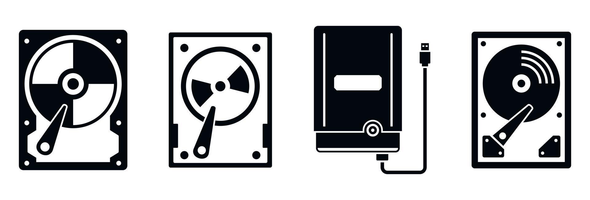 extern hårddisk ikoner set, enkel stil vektor