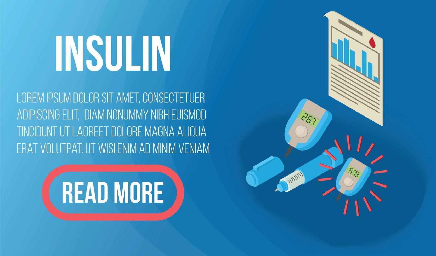 insulin koncept banner, isometrisk stil vektor