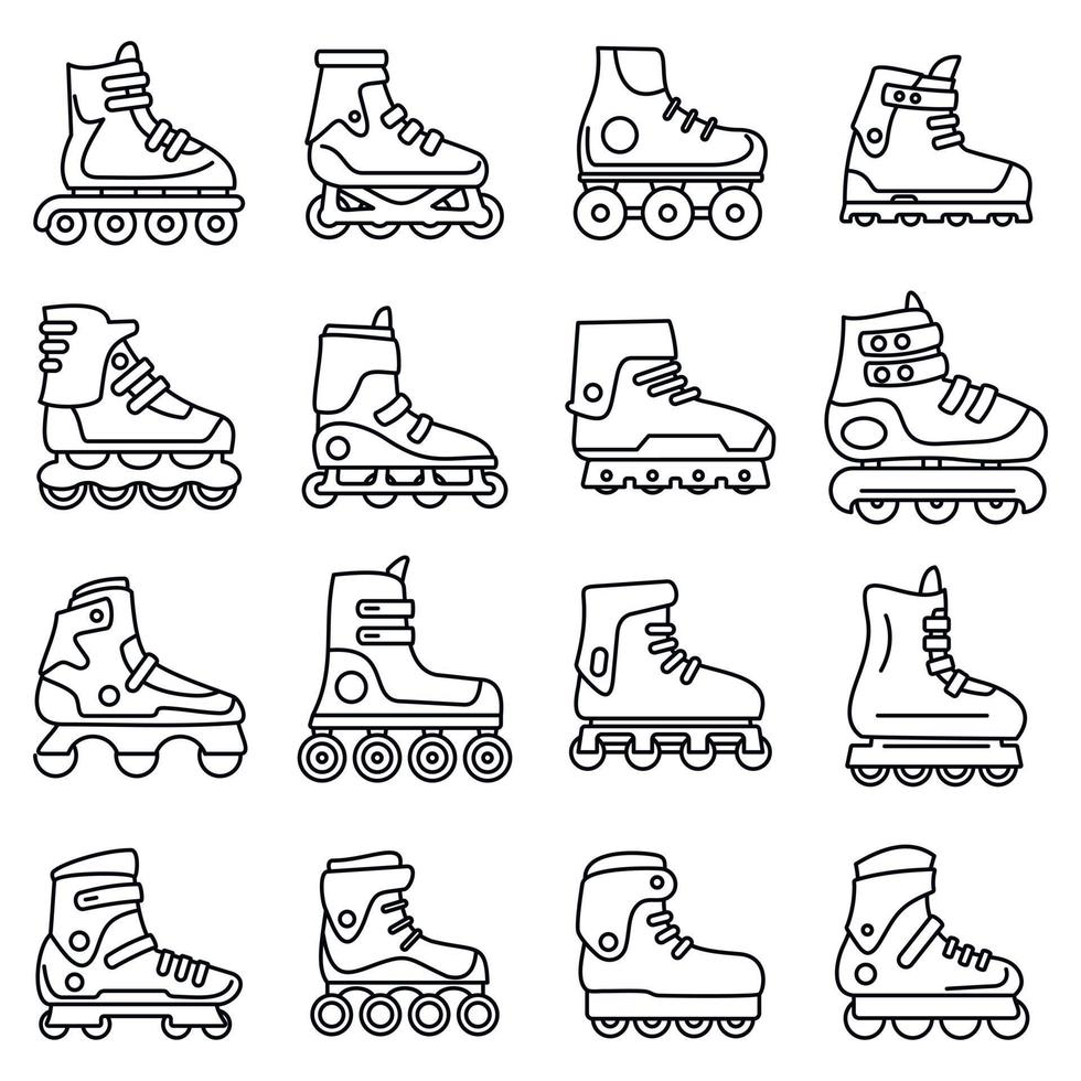 Symbole für Sport-Inline-Skates, Umrissstil vektor