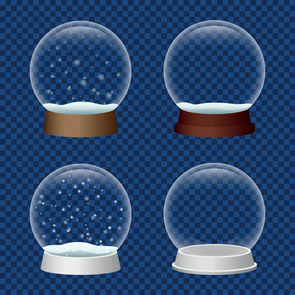 Schneekugel-Icon-Set, realistischer Stil vektor