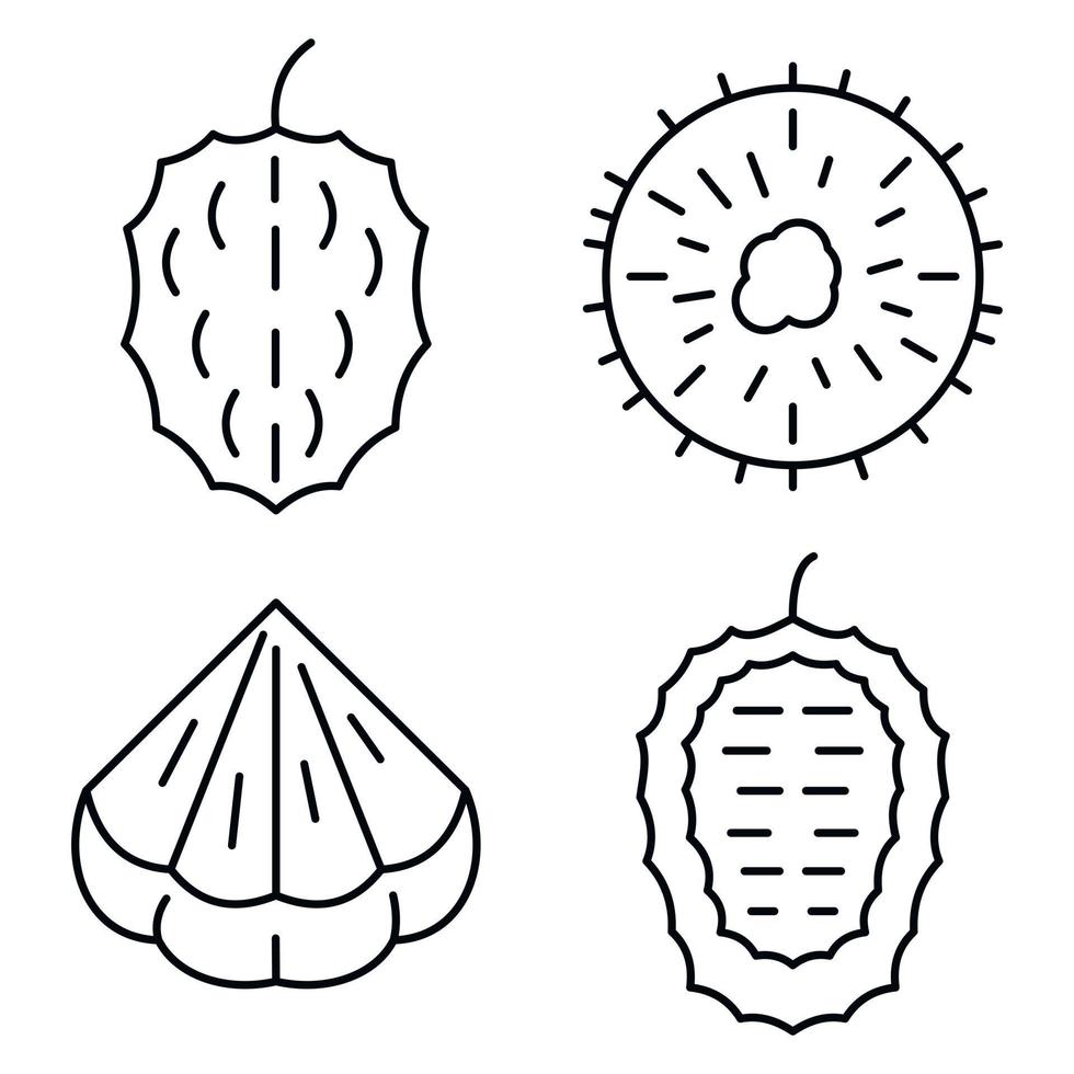 Soursop-Symbole gesetzt, Umrissstil vektor