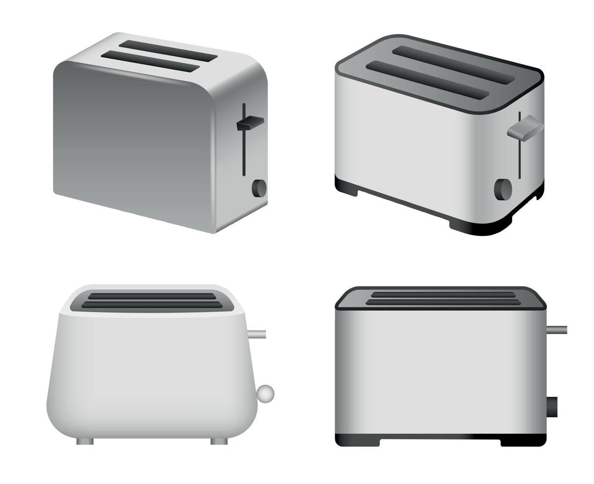 Toaster-Symbole gesetzt, realistischer Stil vektor