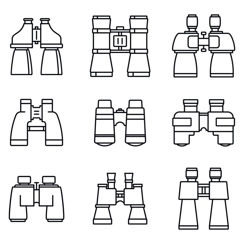 Reise-Fernglas-Icons Set, Outline-Stil vektor