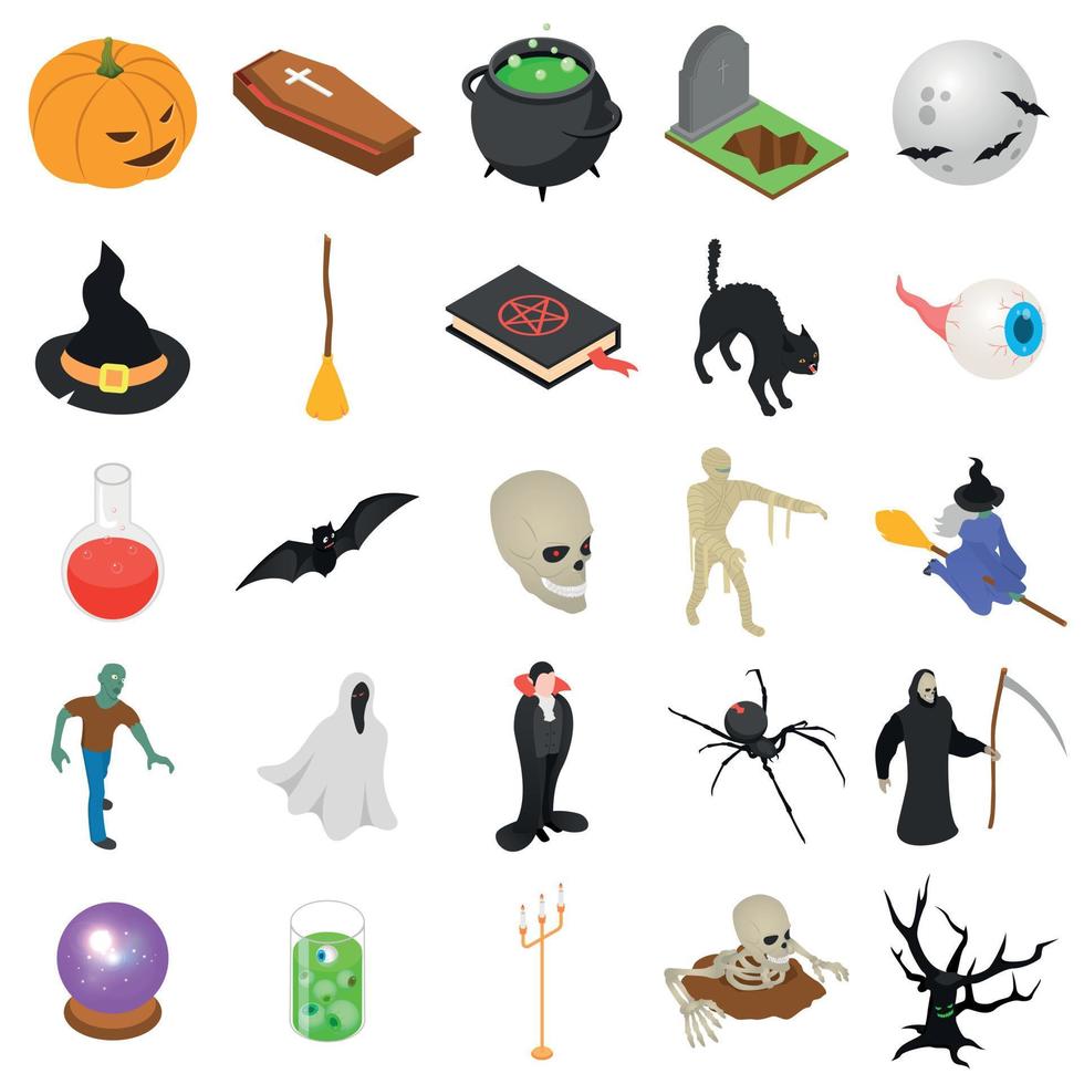 Halloween-Icon-Set, isometrischer Stil vektor
