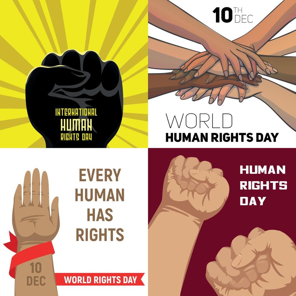 Rights Day Banner-Set, Cartoon-Stil vektor