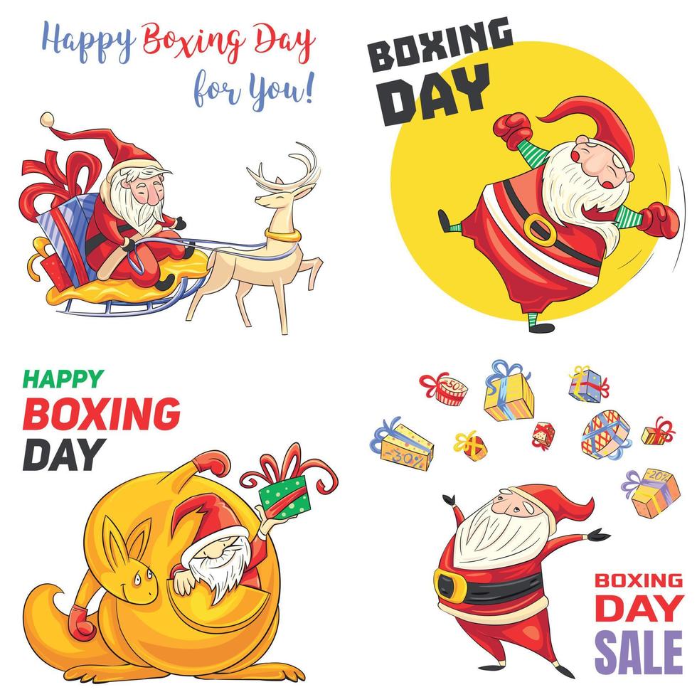 Boxing Day Banner-Set, Cartoon-Stil vektor