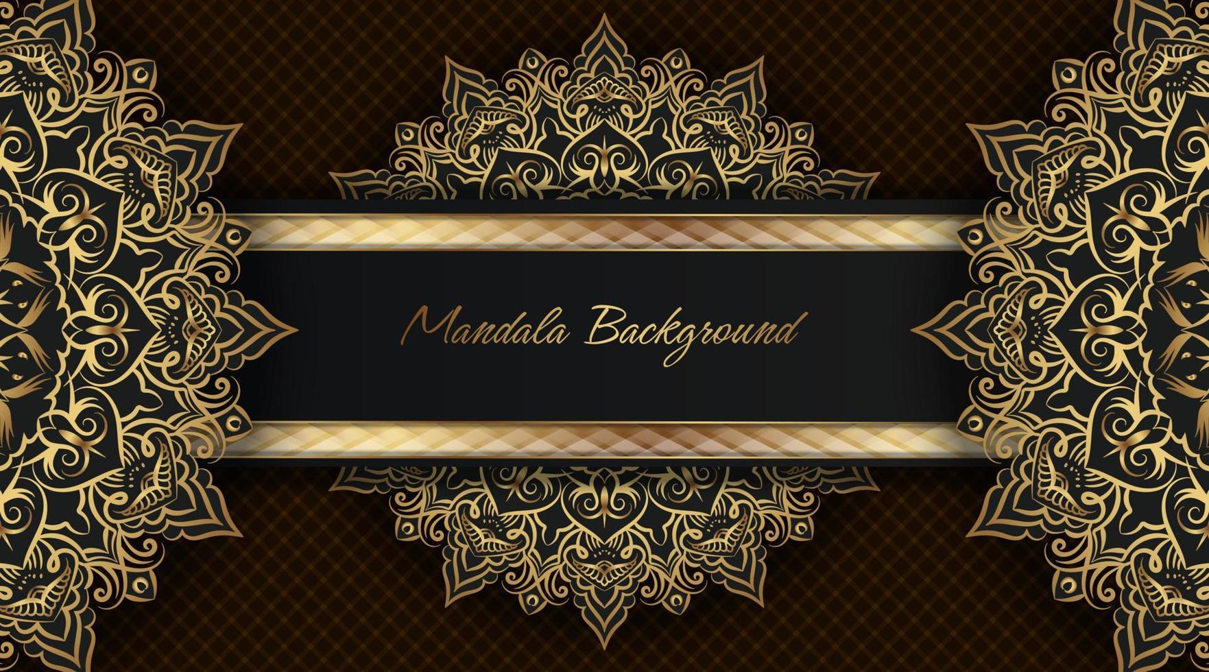 brun bakgrund, med guld mandala dekoration vektor
