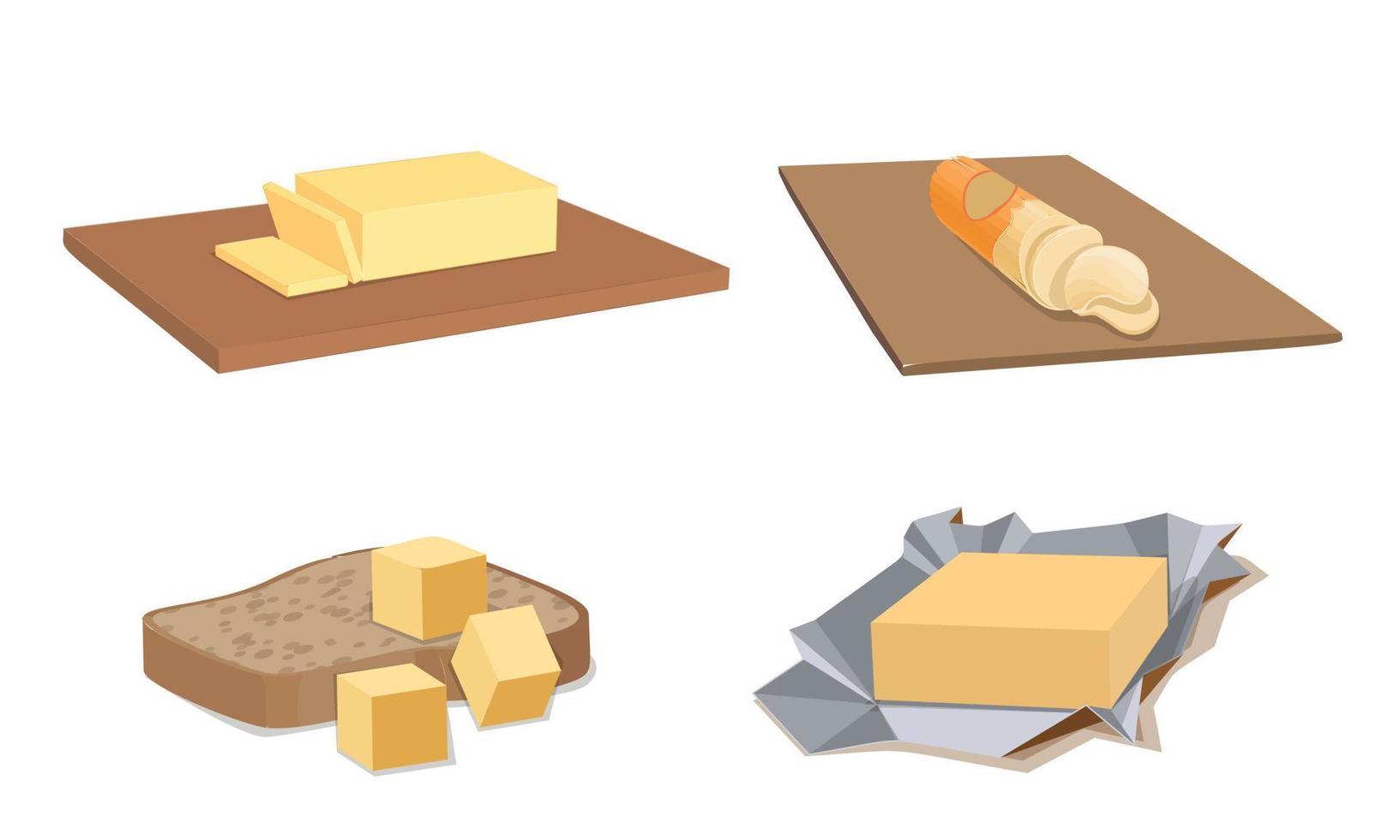 Butter-Icons-Set, Cartoon-Stil vektor