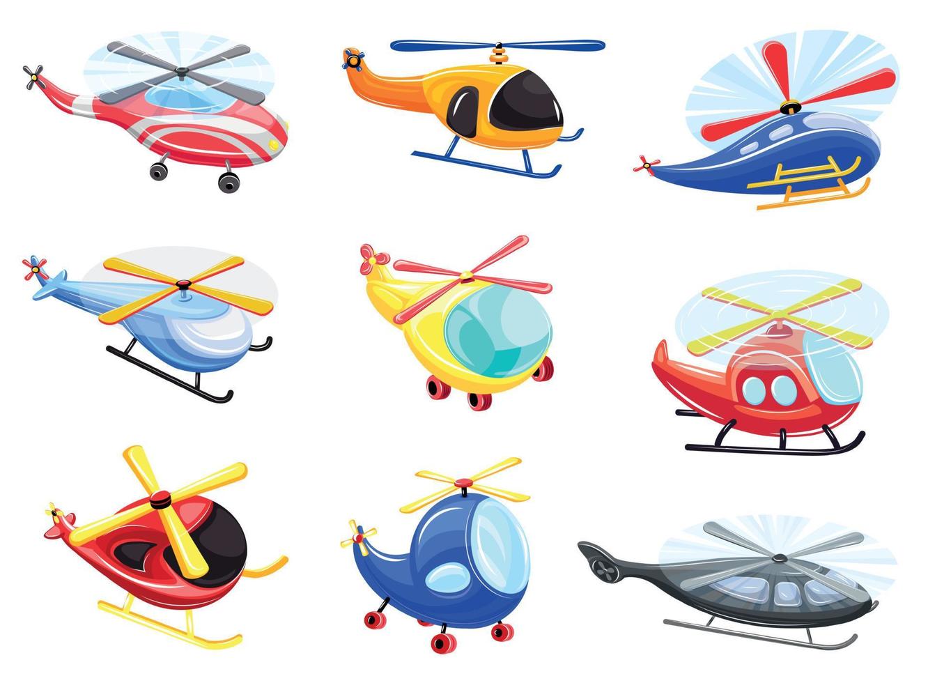 Helikopter-Icons Set, Cartoon-Stil vektor