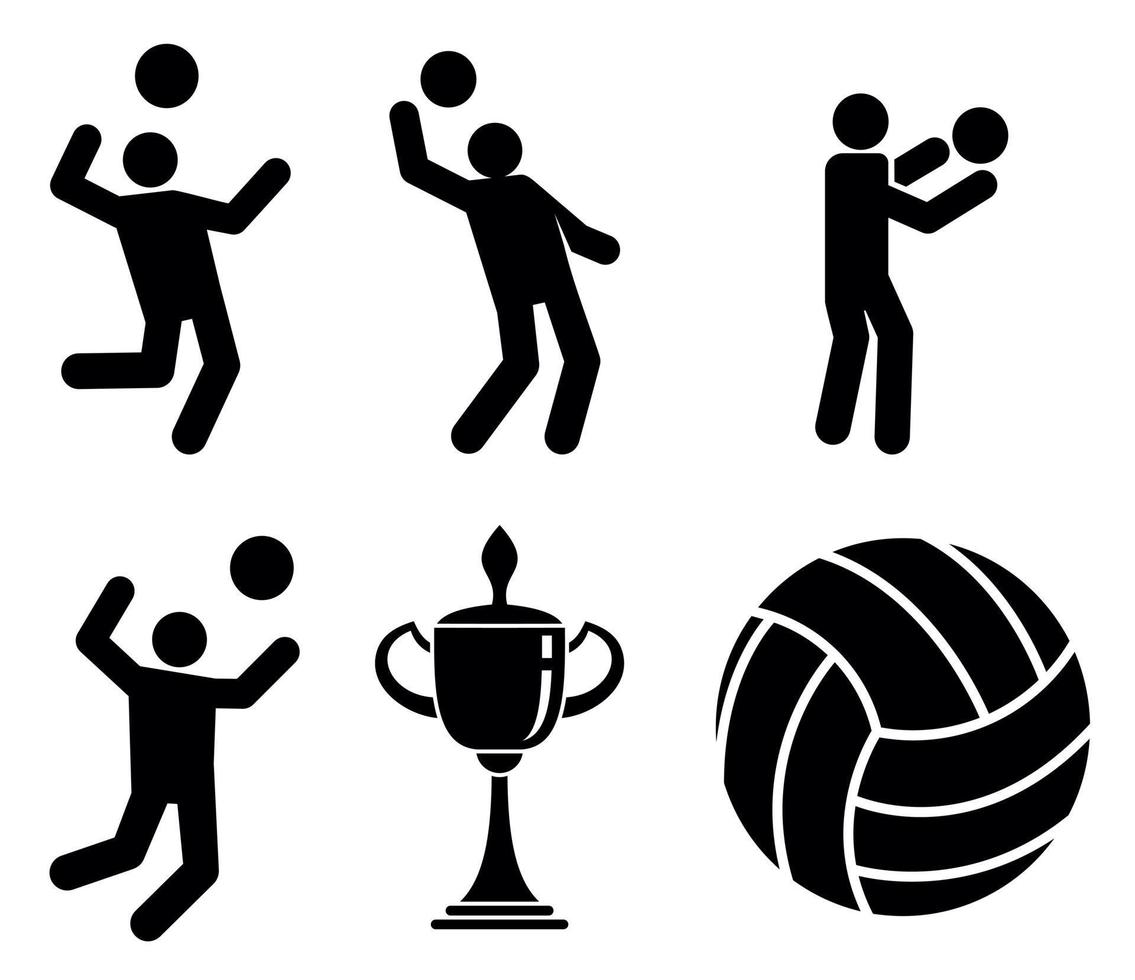 Volleyball-Icons gesetzt, einfacher Stil vektor
