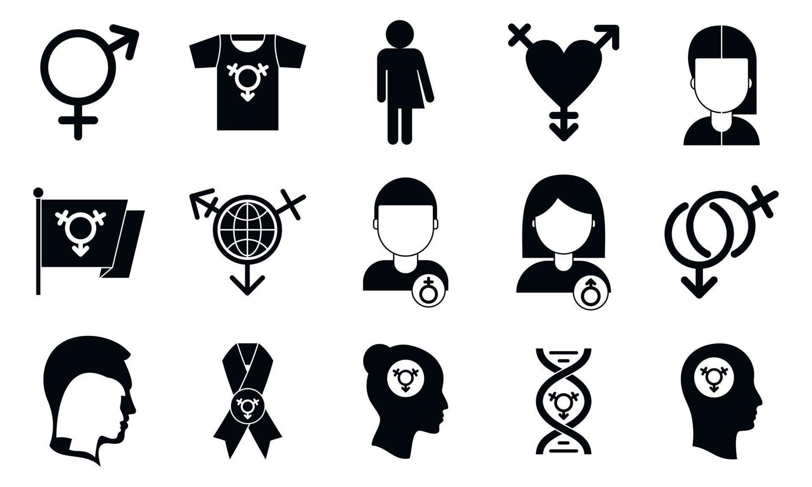 transgender-menschen-symbole gesetzt, einfacher stil vektor