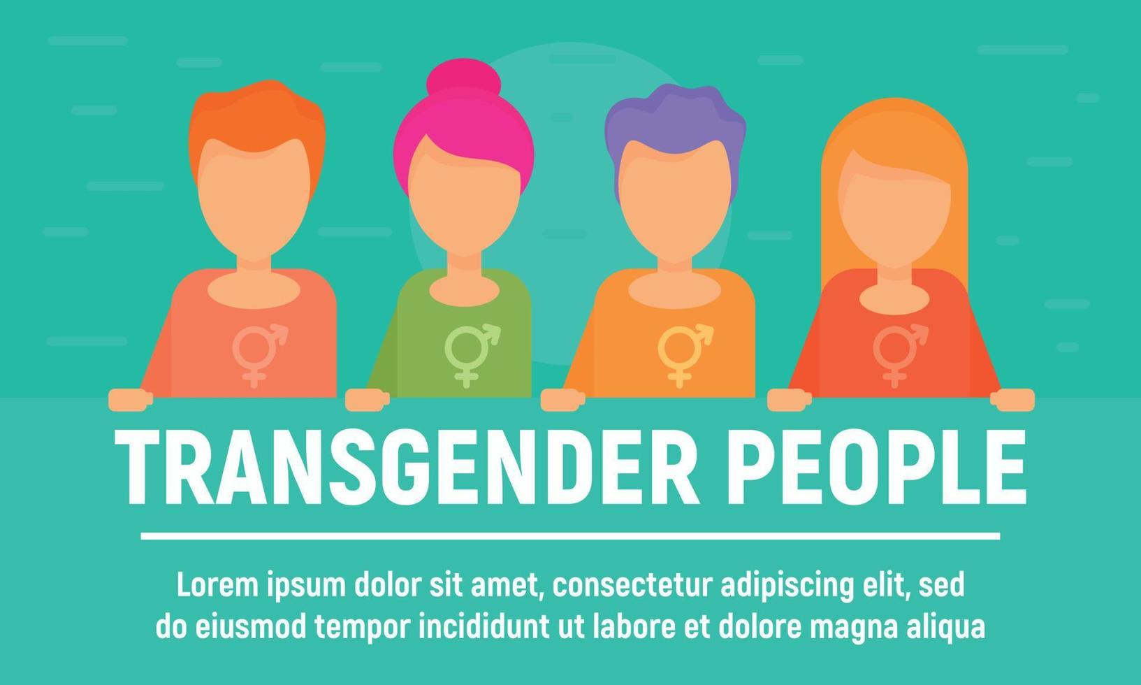 Transgender-Personen-Konzept-Banner, flacher Stil vektor