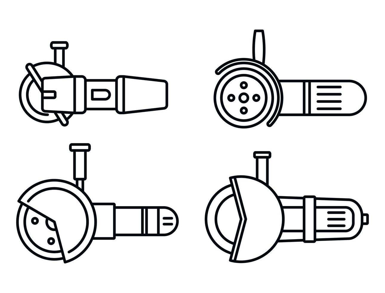 Elektrischer Winkelschleifer-Icon-Set, Outline-Stil vektor