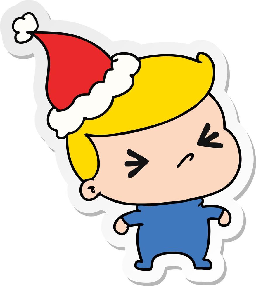 Weihnachtsaufkleberkarikatur des kawaii Jungen vektor