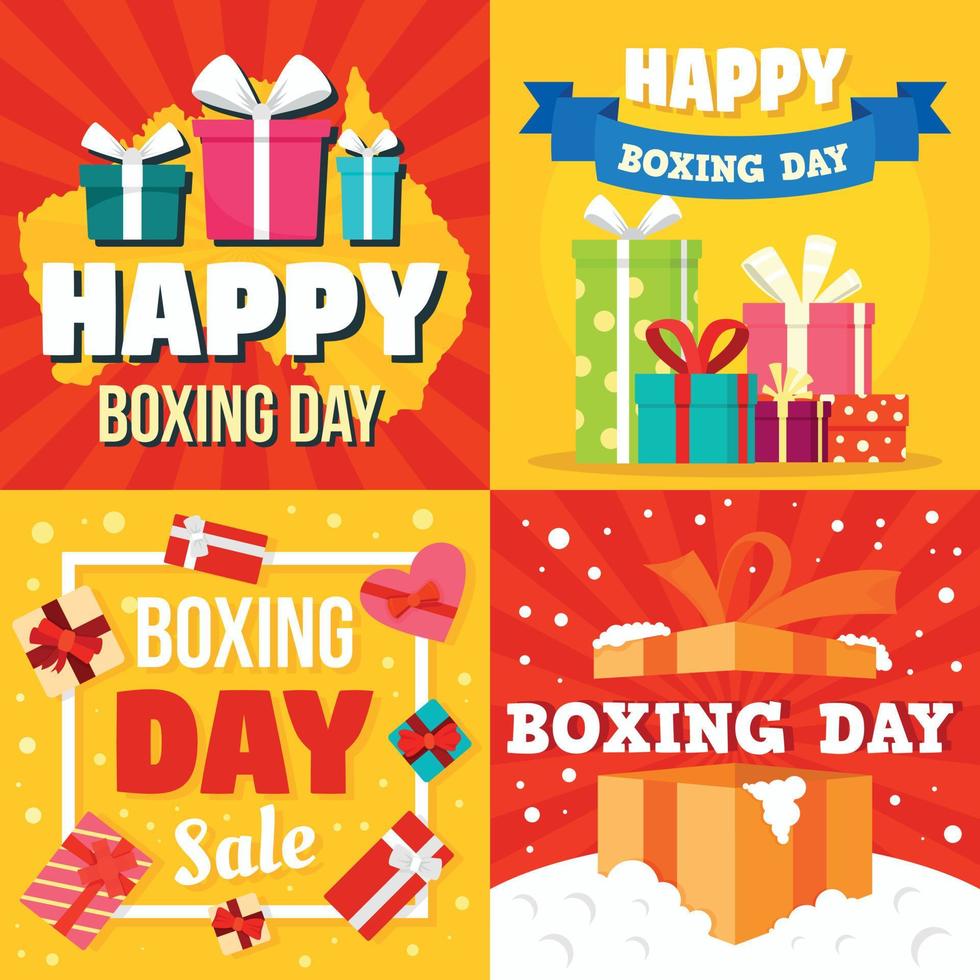 Boxing Day Banner-Set, flacher Stil vektor