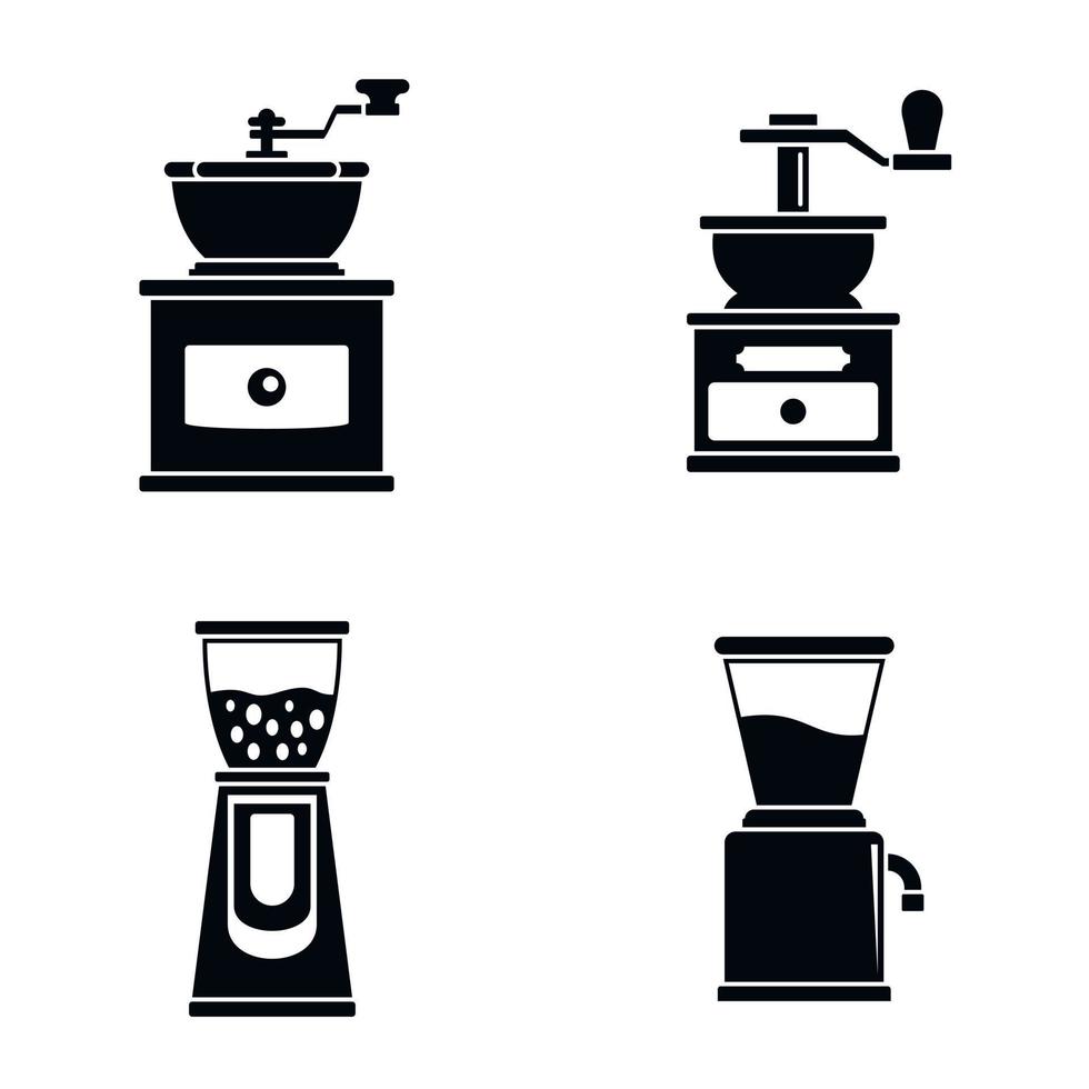 Symbolsatz für Kaffeemühlenmühle, einfacher Stil vektor