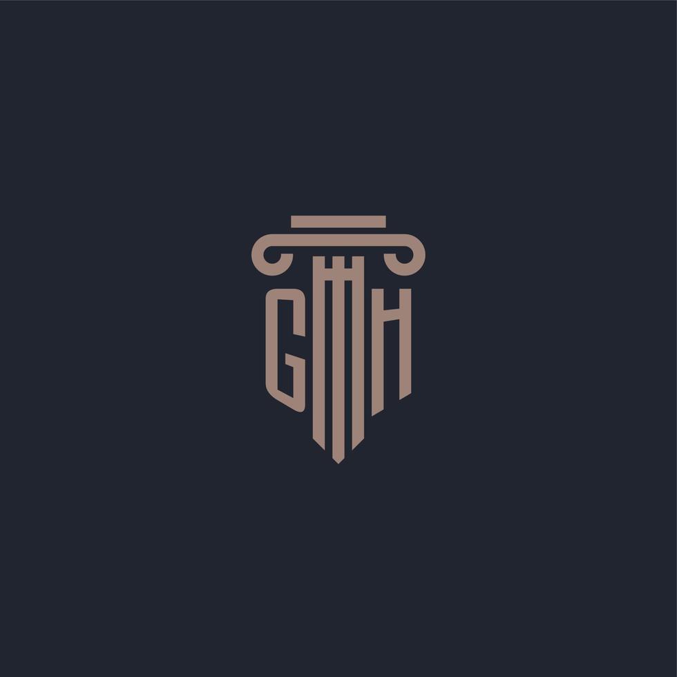 gh-Anfangslogo-Monogramm mit Design im Säulenstil für Anwaltskanzlei und Justizgesellschaft vektor