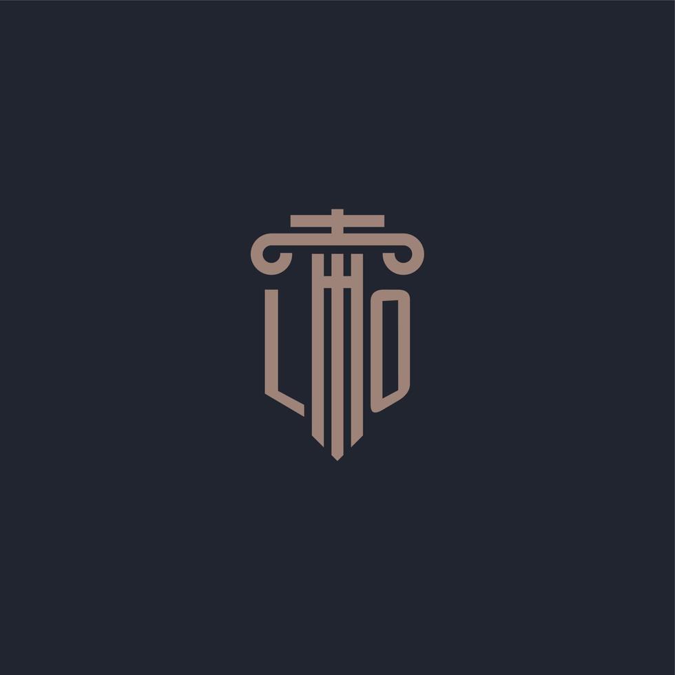 lo initialt logotypmonogram med pelarstilsdesign för advokatbyrå och rättviseföretag vektor