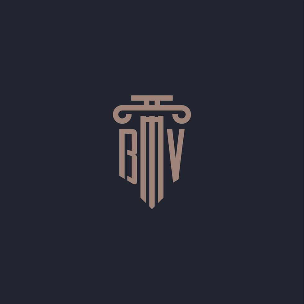 bv initialt logotypmonogram med pelarstilsdesign för advokatbyrå och rättviseföretag vektor