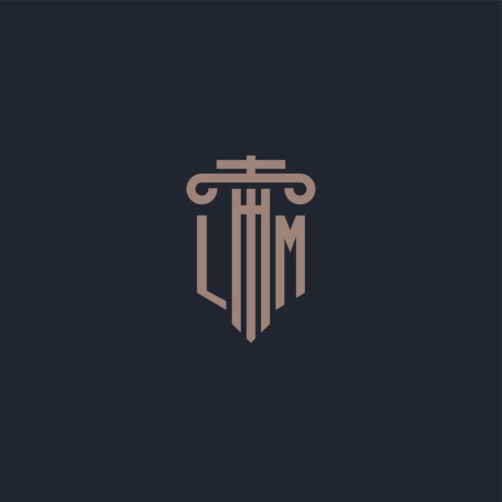 lm initialt logotyp monogram med pelare stil design för advokatbyrå och rättvisa företag vektor