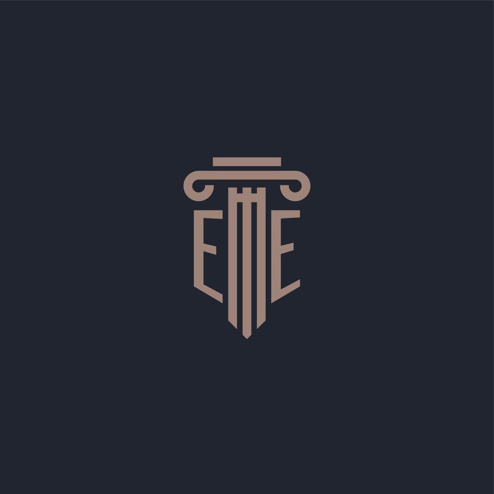 ee initialt logotypmonogram med pelarstilsdesign för advokatbyrå och rättviseföretag vektor