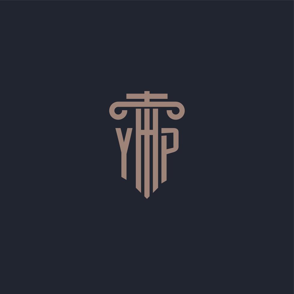 yp initialt logotyp monogram med pelare stil design för advokatbyrå och rättvisa företag vektor