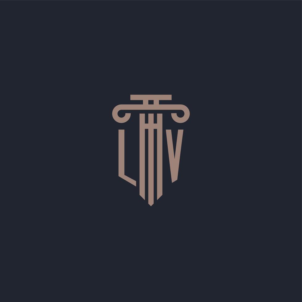 lv initialt logotypmonogram med pelarstilsdesign för advokatbyrå och rättviseföretag vektor