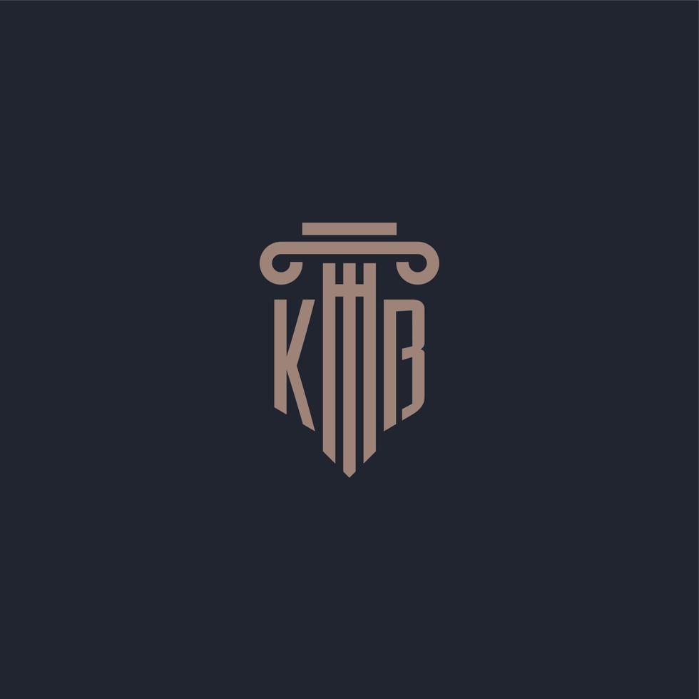 kb-Anfangslogo-Monogramm mit Säulendesign für Anwaltskanzlei und Justizgesellschaft vektor