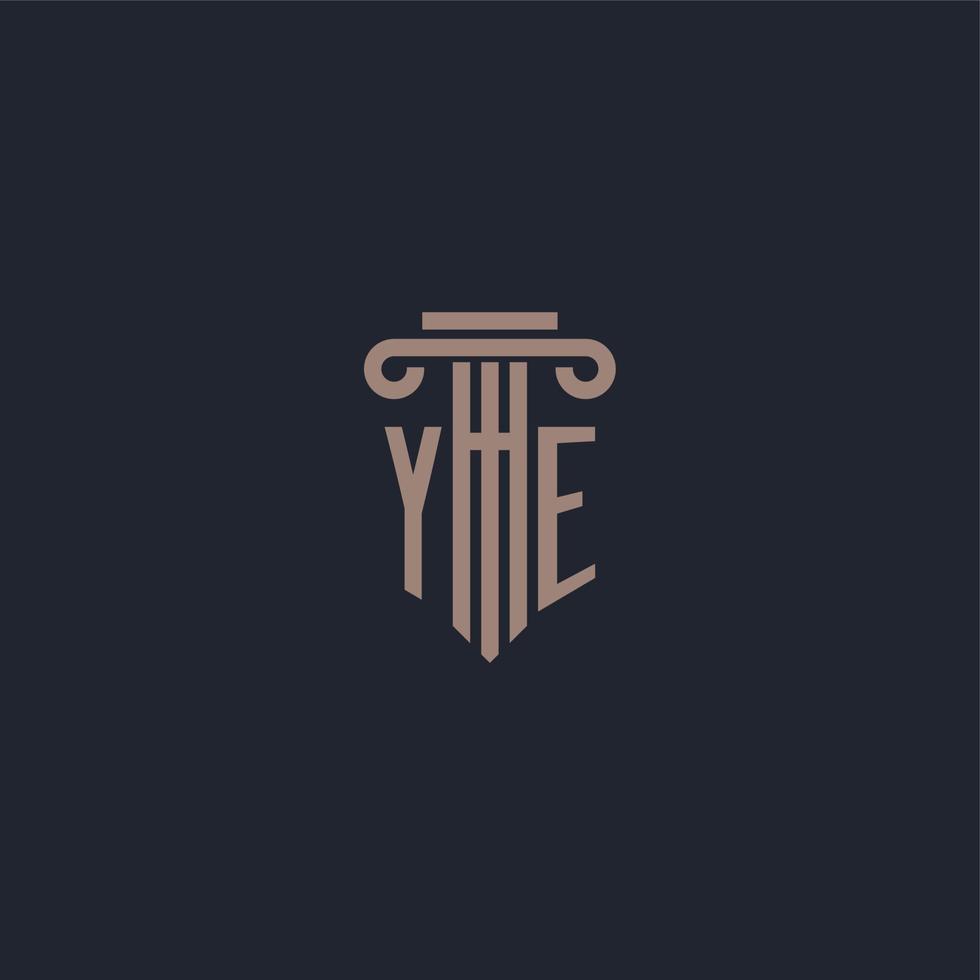 ye initial logotyp monogram med pelare stil design för advokatbyrå och rättvisa företag vektor