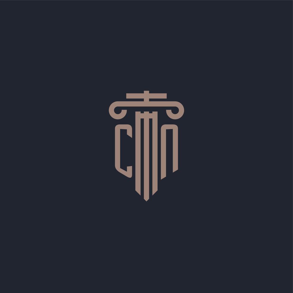 cn initialt logotyp monogram med pelare stil design för advokatbyrå och rättvisa företag vektor