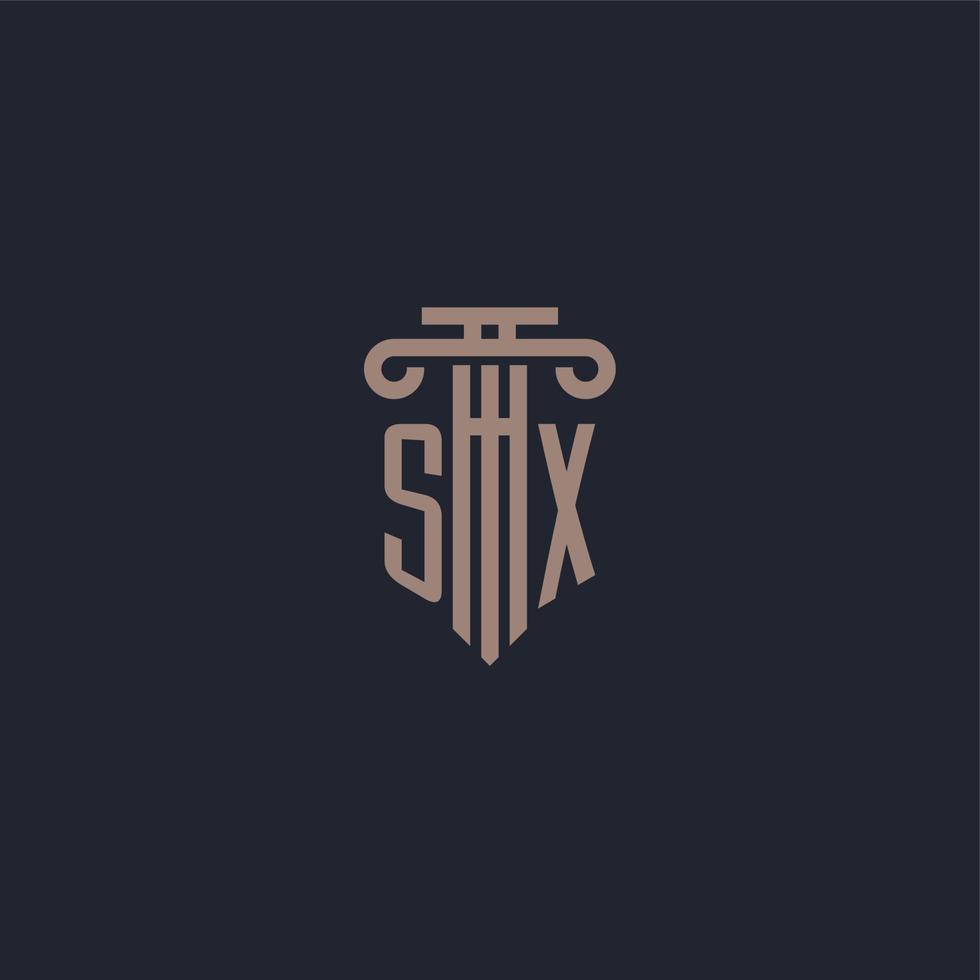 sx initialt logotypmonogram med pelare stil design för advokatbyrå och rättvisa företag vektor